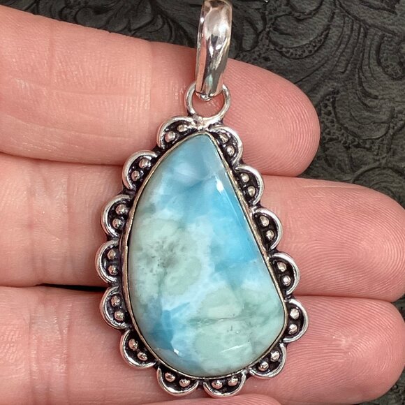 Larimar Pectolite Pendant Stone Crystal Jewelry - Picture 8 of 8